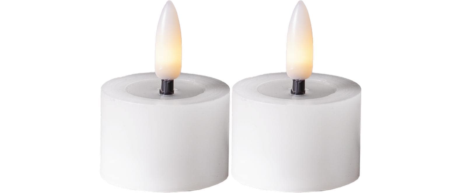 Star Trading LED-Teelicht Flow – 2er Pack, Ø 4 cm, Warmweiss, Timer, Weiss