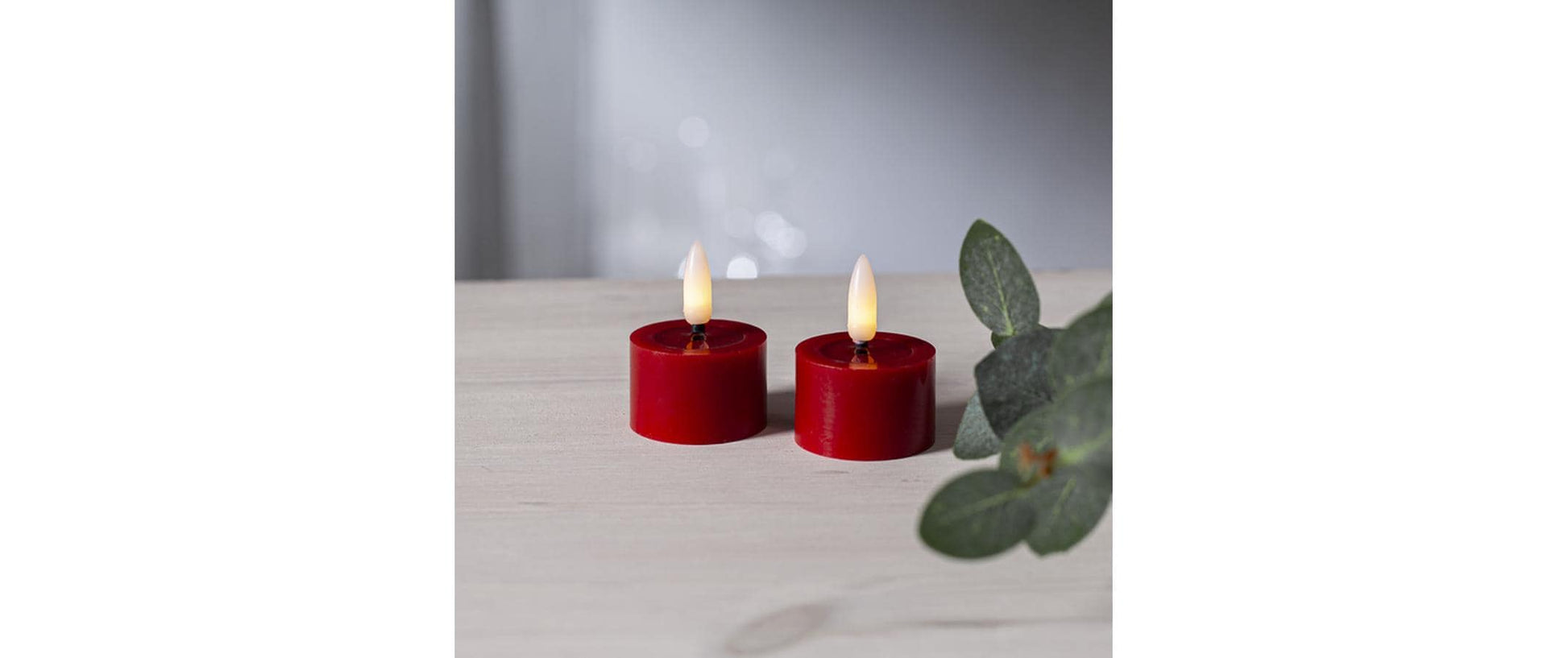 Star Trading LED-Teelicht – 2er Pack, Ø 4 × 5 cm, 0,01 W, Warmweiss, Rot, Timer