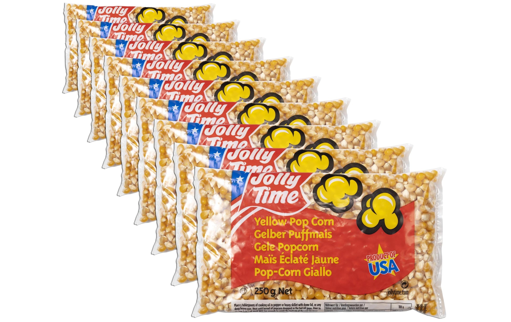 Jolly Time Popcorn – gelb, bio, vegan – 9 × 250 g