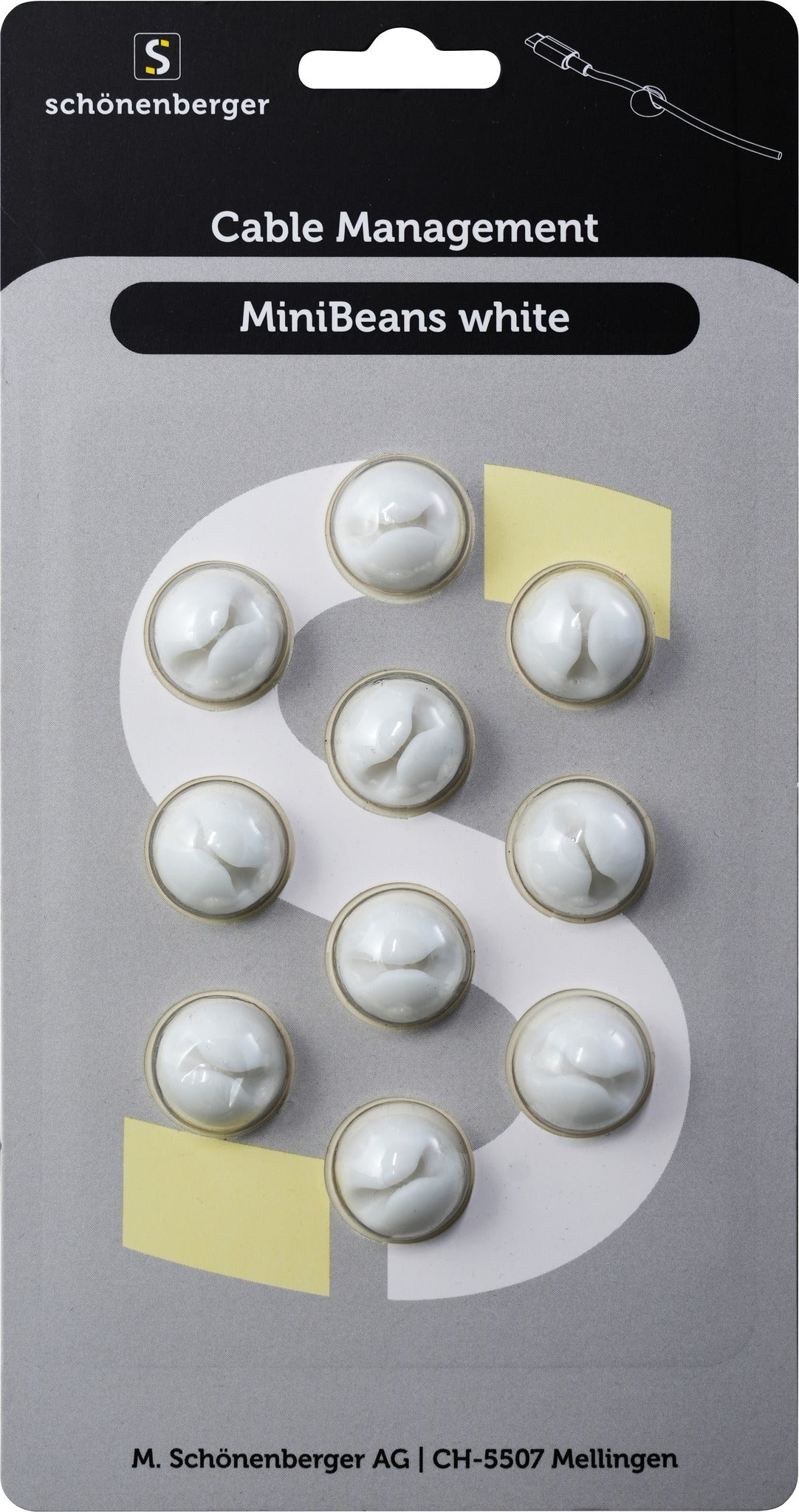 M. Schönenberger Kabelhalter, Ø 15 mm × 10 mm, Befestigungslöcher, 10er-Pack – Weiss
