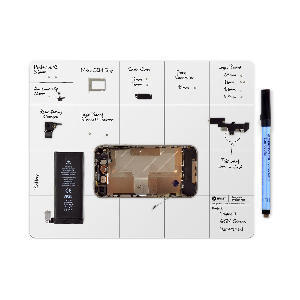 iFixit Magnetmatte für Smartphone – Weiss, 254 × 203,2 mm