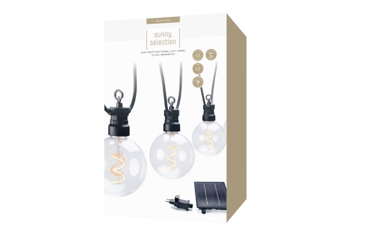 STT Lichterkette SOL-150-01 – 5 m – Warmweiss – 12 W – IP55 – Solarbetrieb – dimmbar – Schwarz – Kunststoff