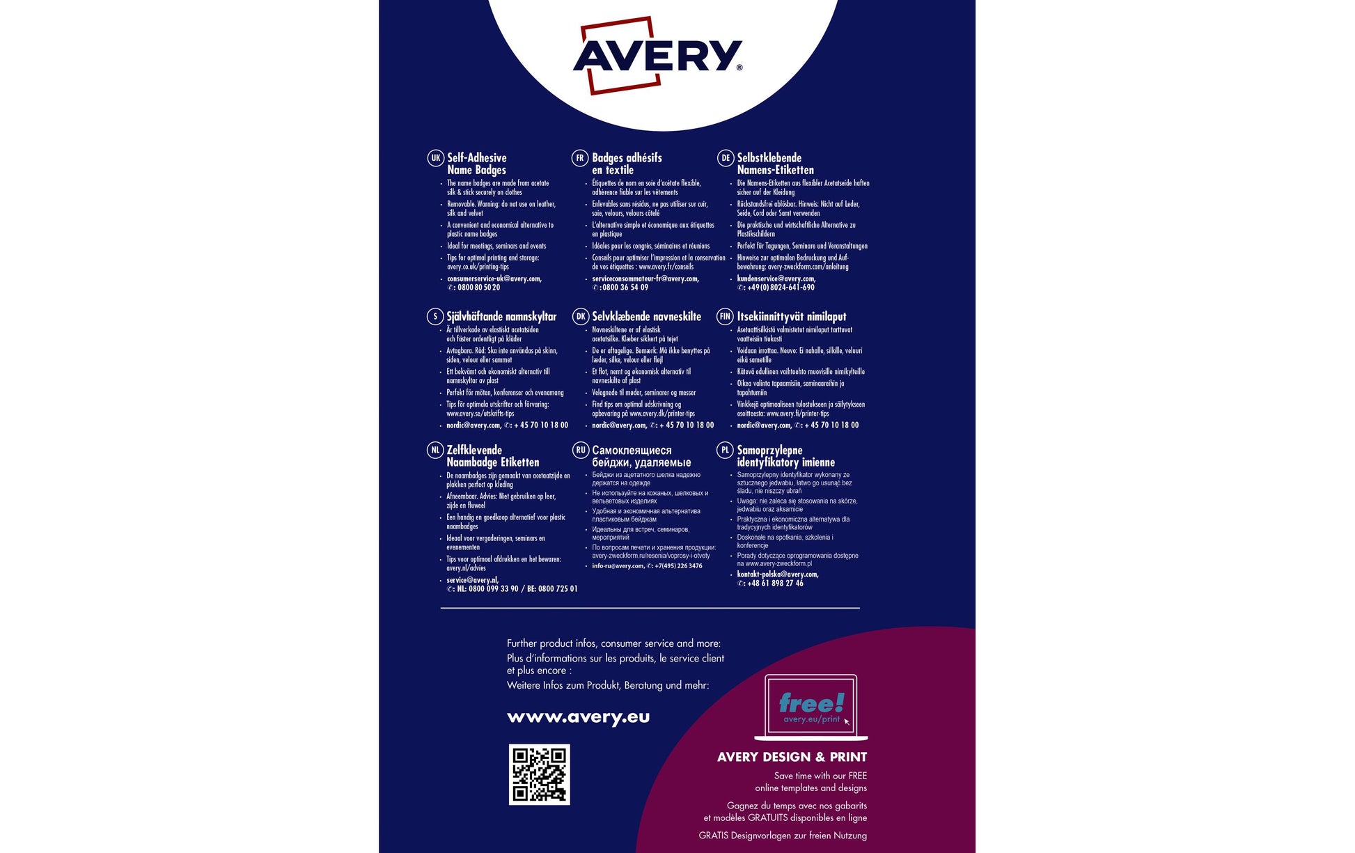 Avery Zweckform – Namens-Etiketten, 80 mm × 50 mm, weiss, Acetat, selbstklebend, für Laser