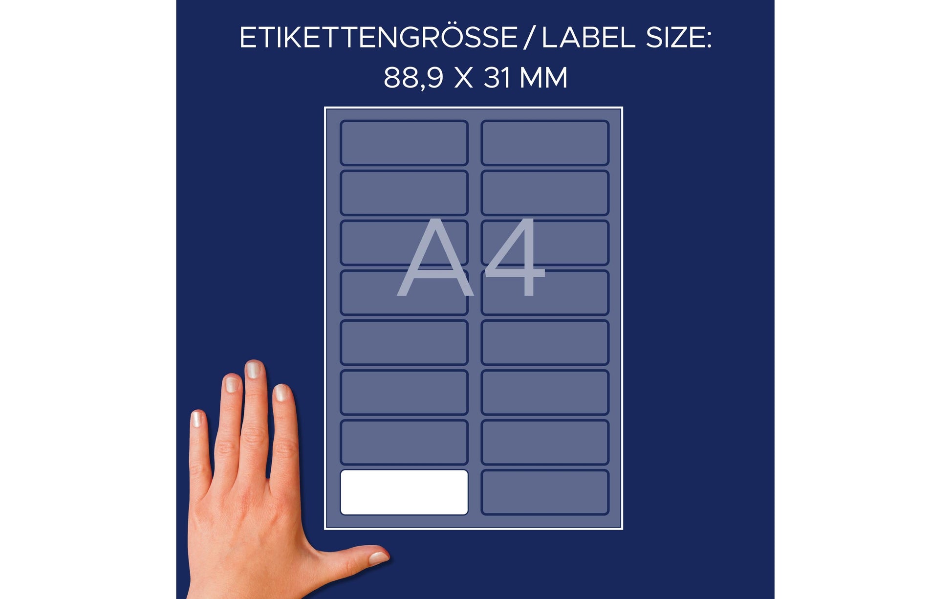 Avery Textiletiketten, 89 mm × 31 mm, weiss, Textil, selbstklebend, 320 Etiketten (20 Blatt)