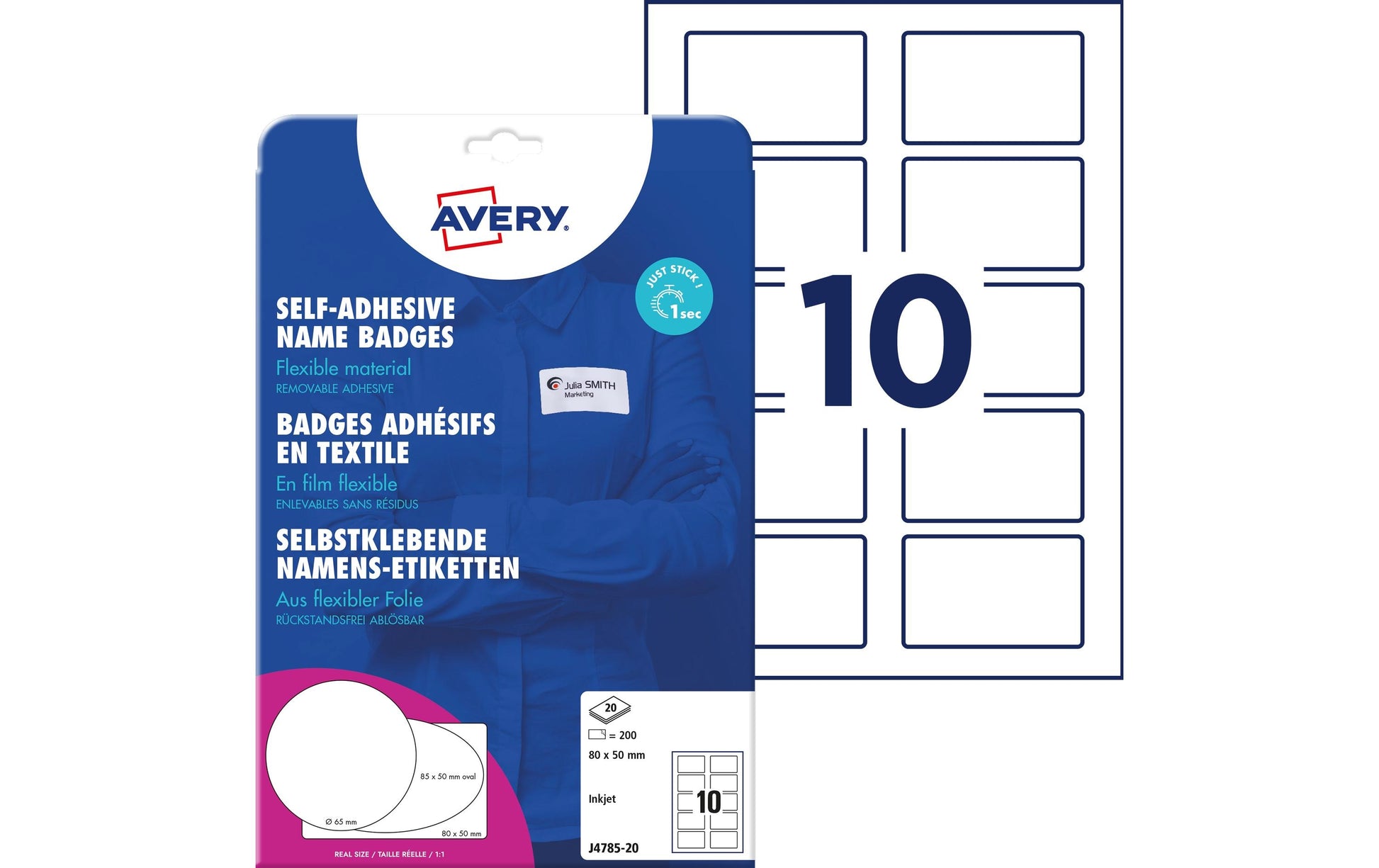 Avery Etiketten J4785-20, weiss, selbstklebend