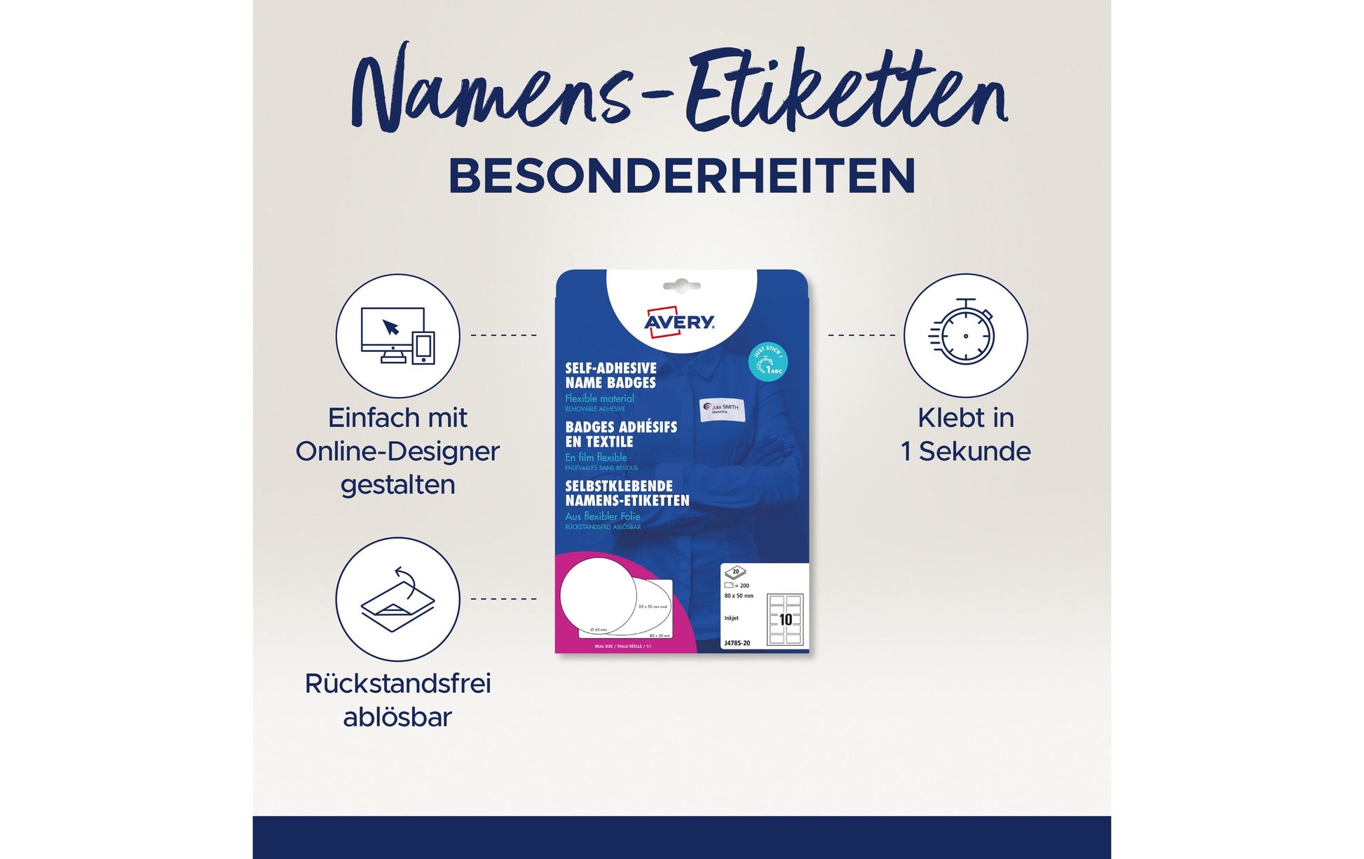 Avery Etiketten J4785-20, weiss, selbstklebend