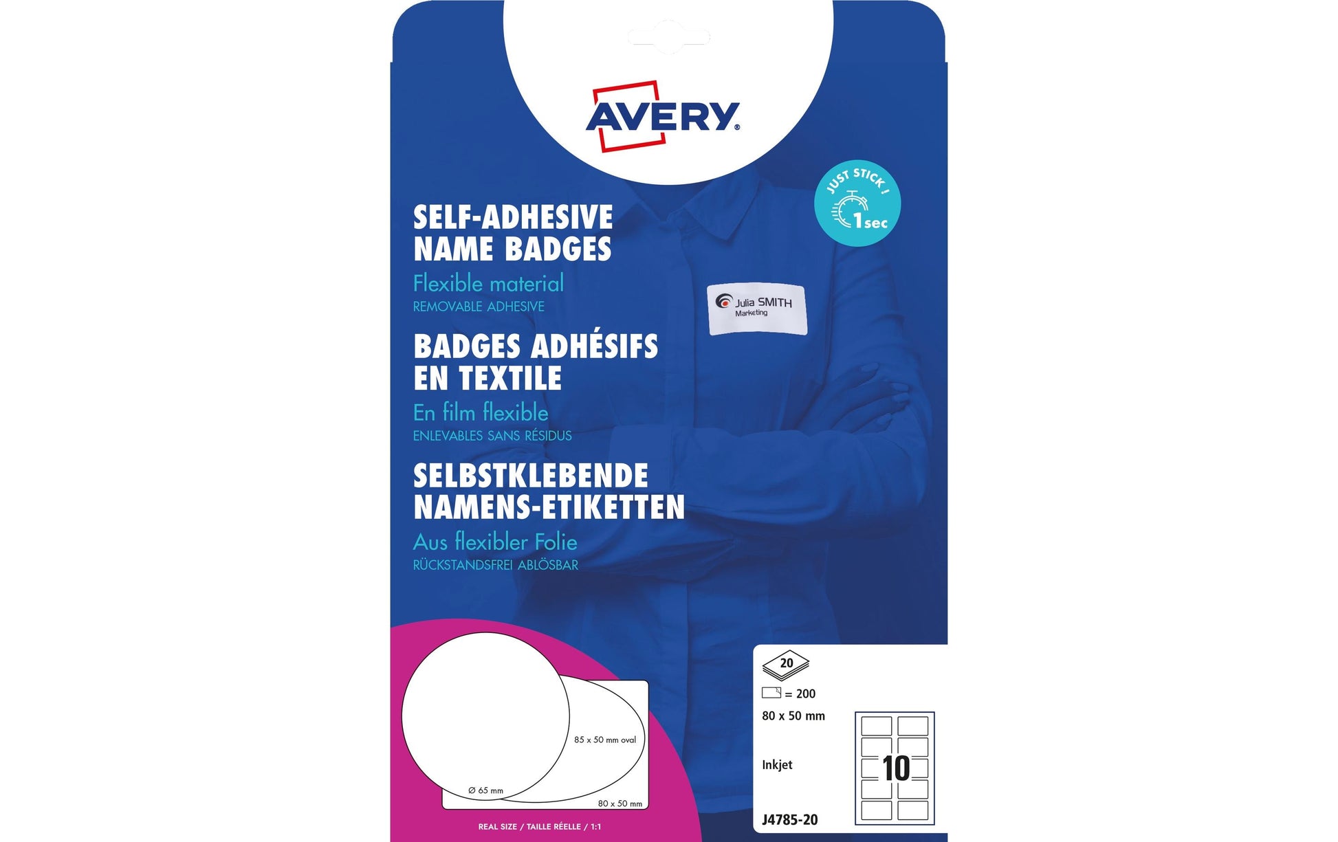 Avery Etiketten J4785-20, weiss, selbstklebend