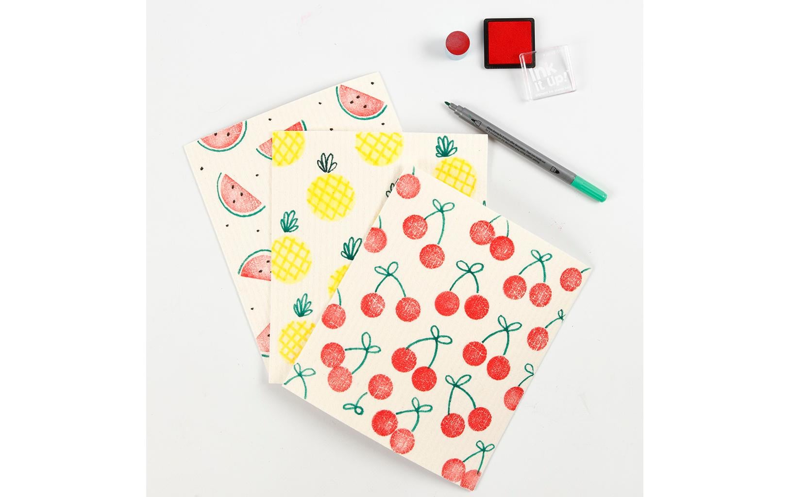 Creativ Company Geschirrtuch – nature – 17 × 19,5 cm – Celluloseacetat – 3er-Set