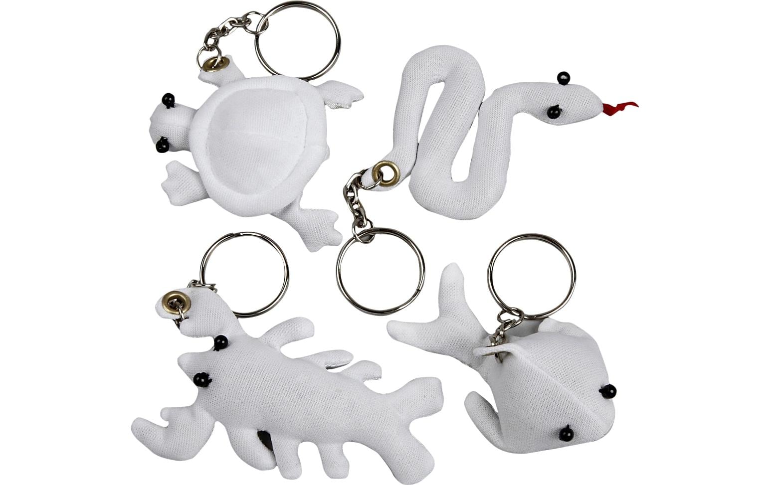 Creativ Company Schlüsselanhänger – Polyester, Weiss, 40 × 80 mm, 4er-Pack