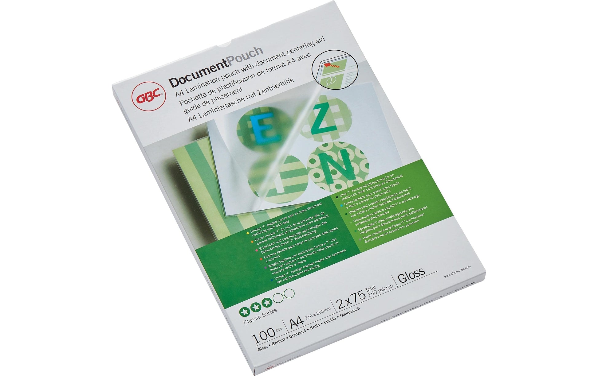 GBC Laminierfolien A4, glänzend – 75 µm, 216 × 303 mm, 100 Stk.