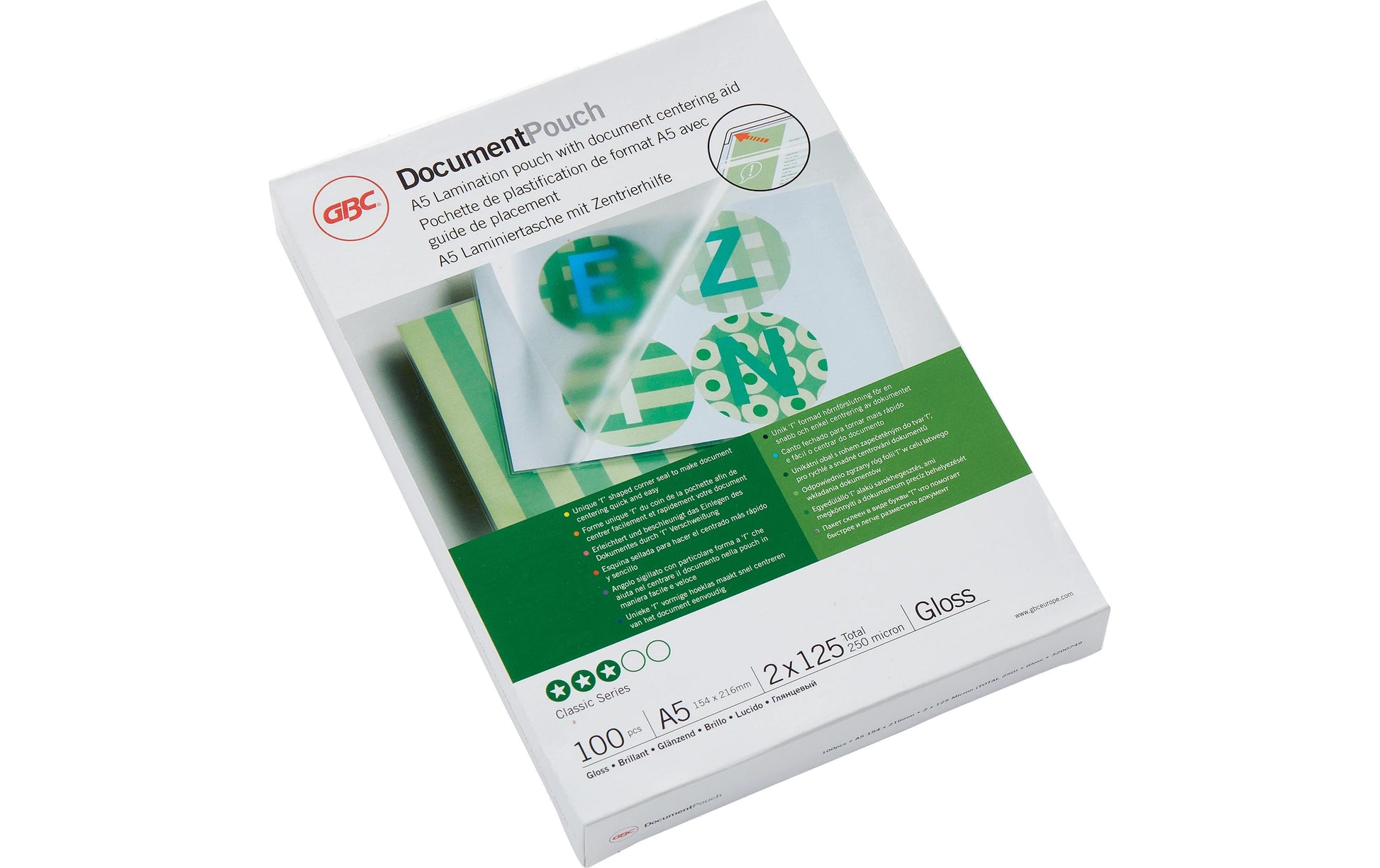 GBC Laminierfolien A5 glänzend – 125 µm, 154 × 216 mm, 100 Stk.
