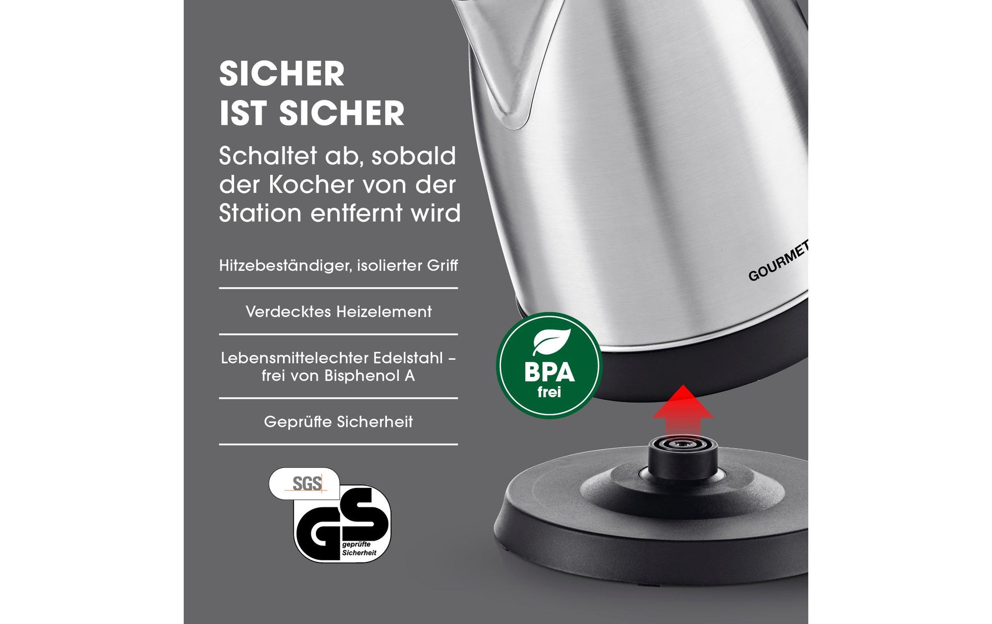 Gourmetmaxx Wasserkocher – 1,8 l, Edelstahl
