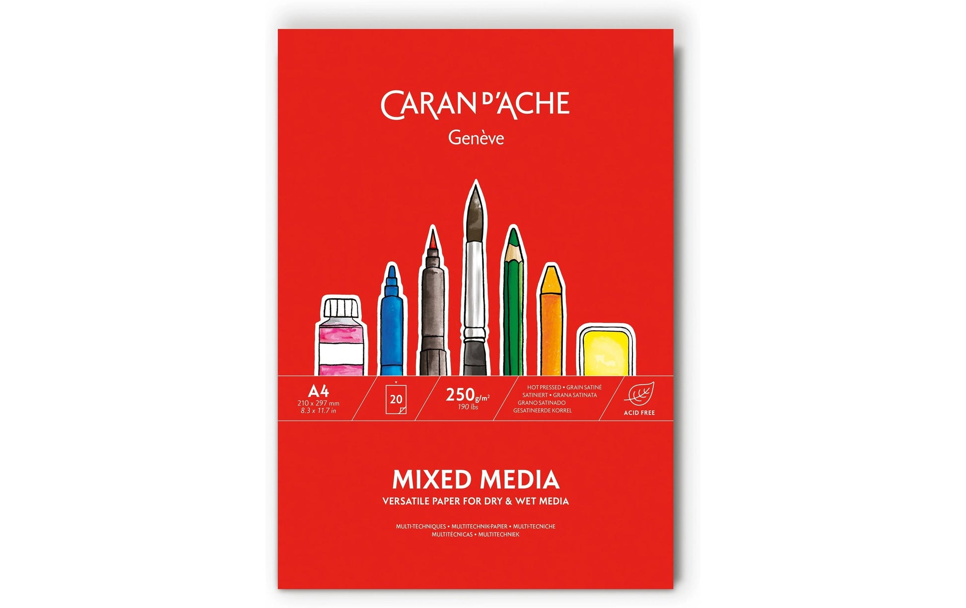 Caran d-Ache Caran d'Ache – Skizzenblock, Papier, 21 × 29,7 cm, weiss
