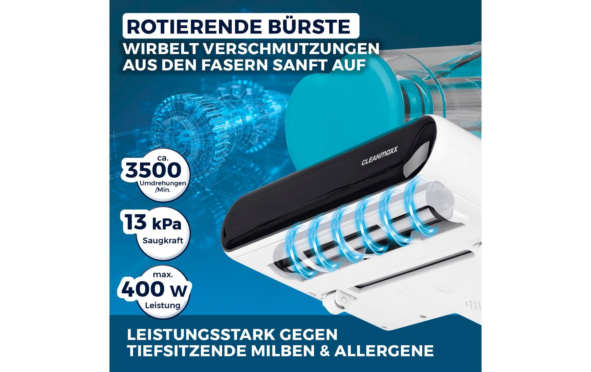 Cleanmaxx Matratzenreiniger – 400 W, 0,5 l, Netzbetrieb, Kabel 5,0 m