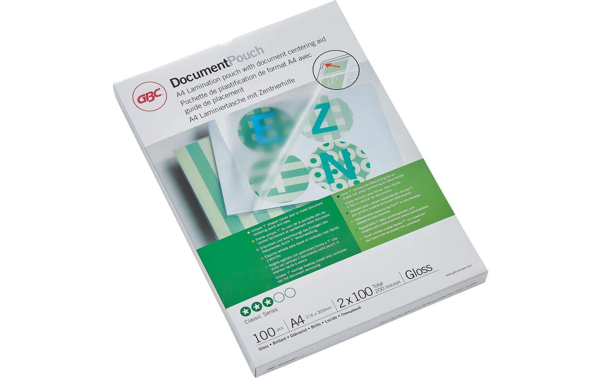 GBC Laminierfolien A4, glänzend – 100 µm, 216 × 303 mm, 100 Stk.