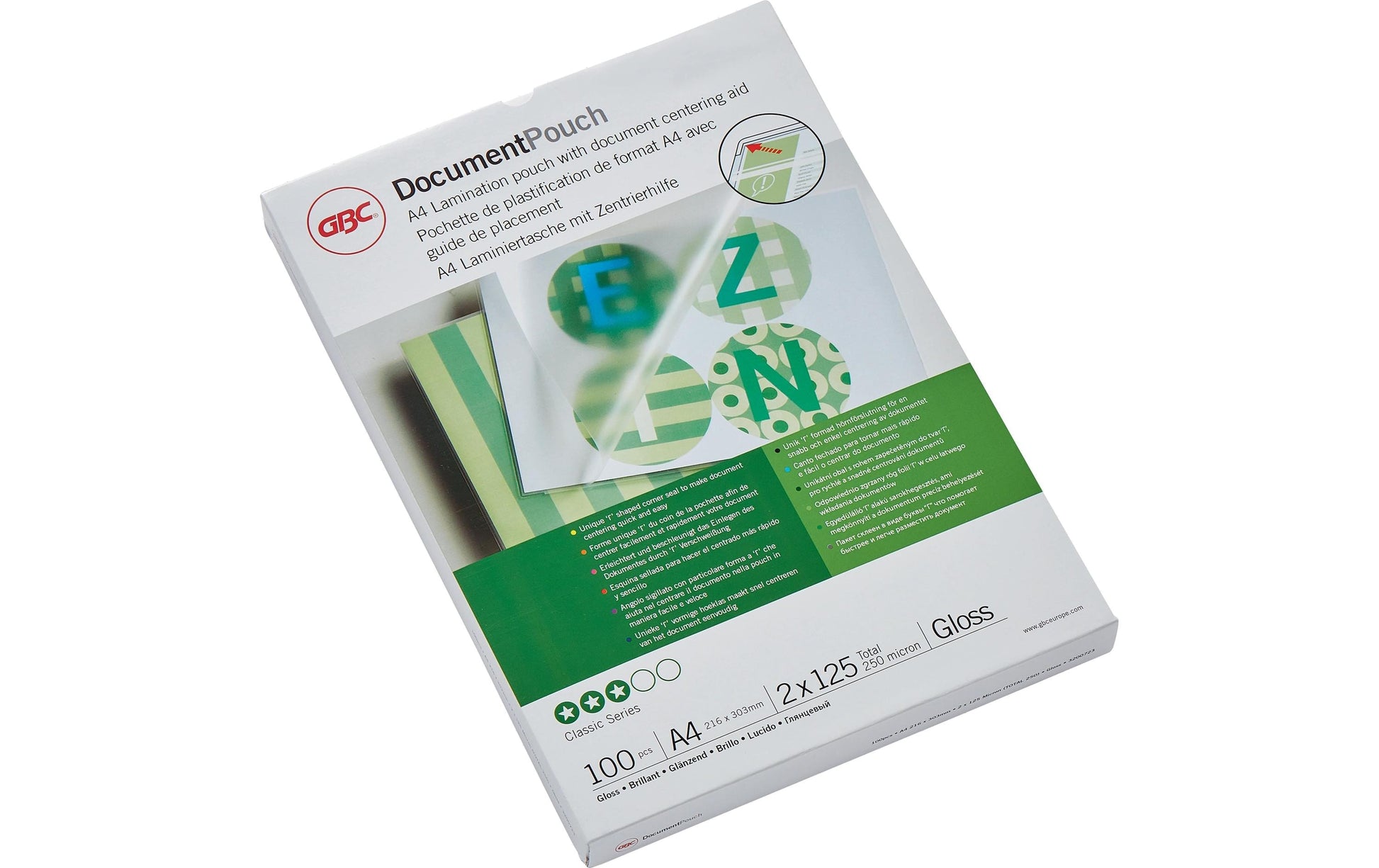 GBC Laminierfolien A4, glänzend – 125 µm, 216 × 303 mm, 100 Stk.