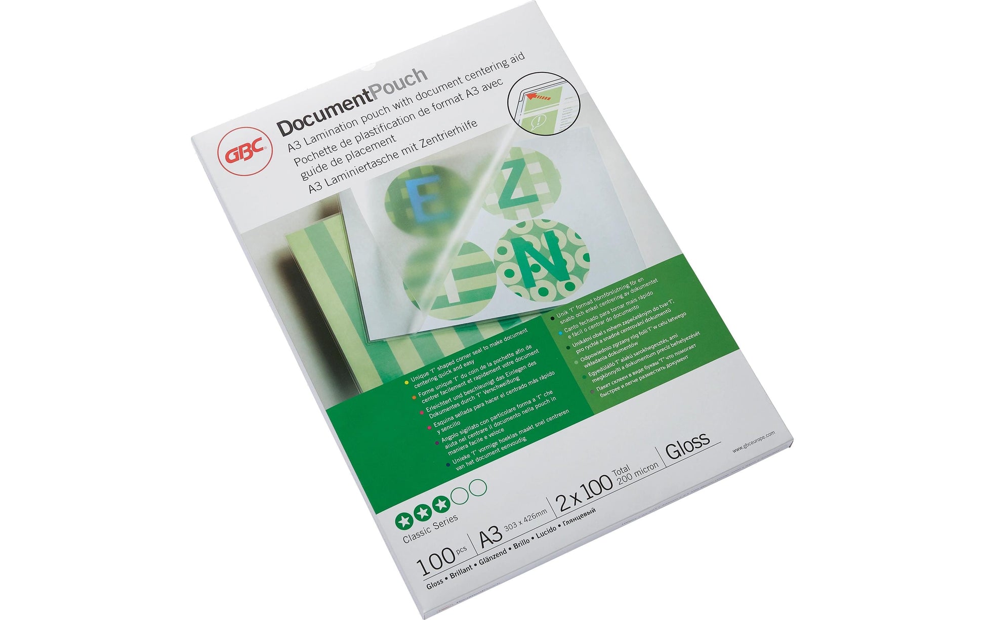 GBC Laminierfolien A3, glänzend – 100 µm, 303 × 426 mm, 100 Stk.