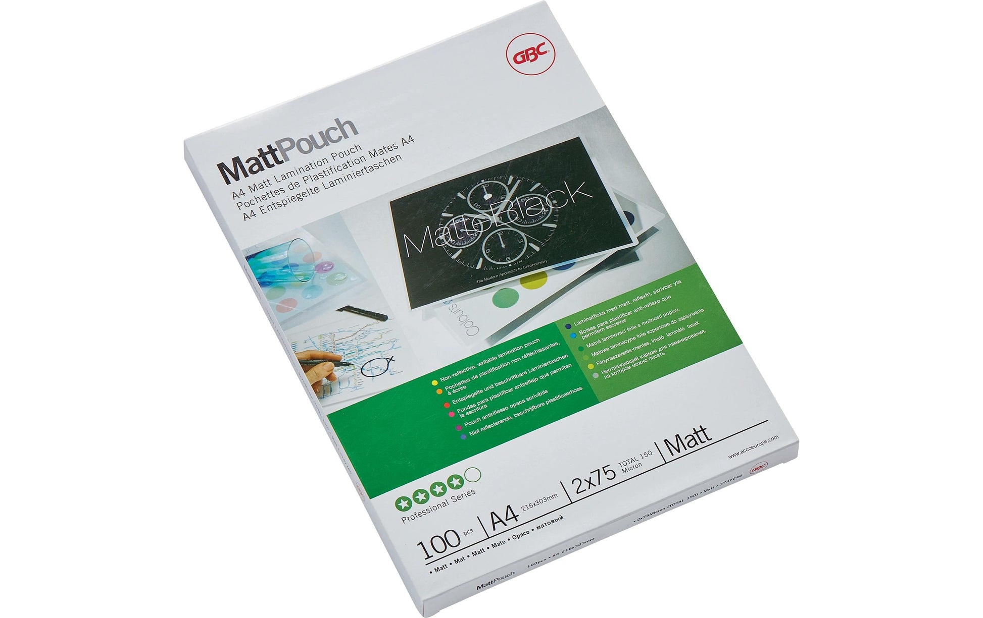 GBC Laminierfolien A4, matt – 75 µm, 216 × 303 mm, 100 Stk.