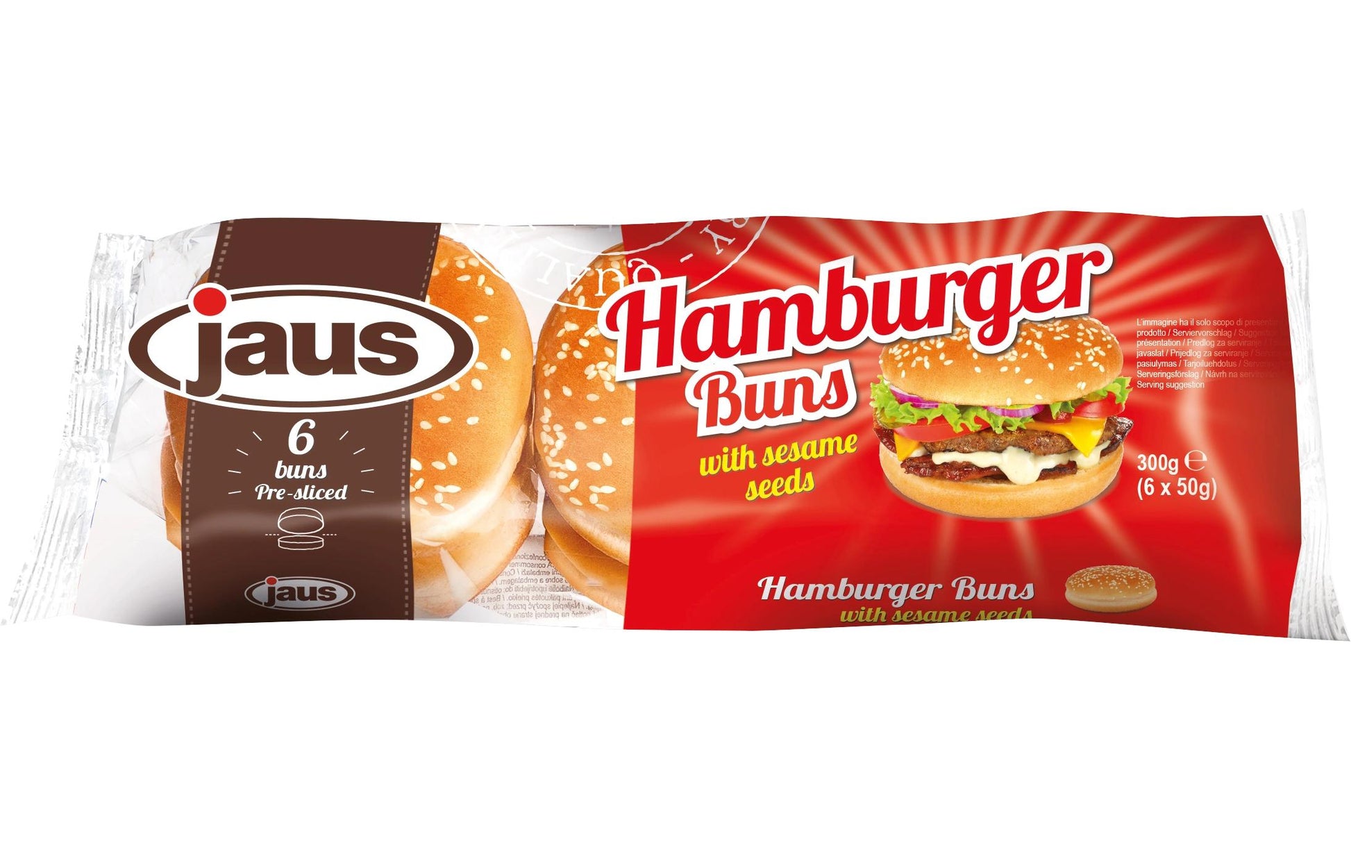 Jaus Daily Bread Burger Buns vorgeschnitten, Sesam – 300 g