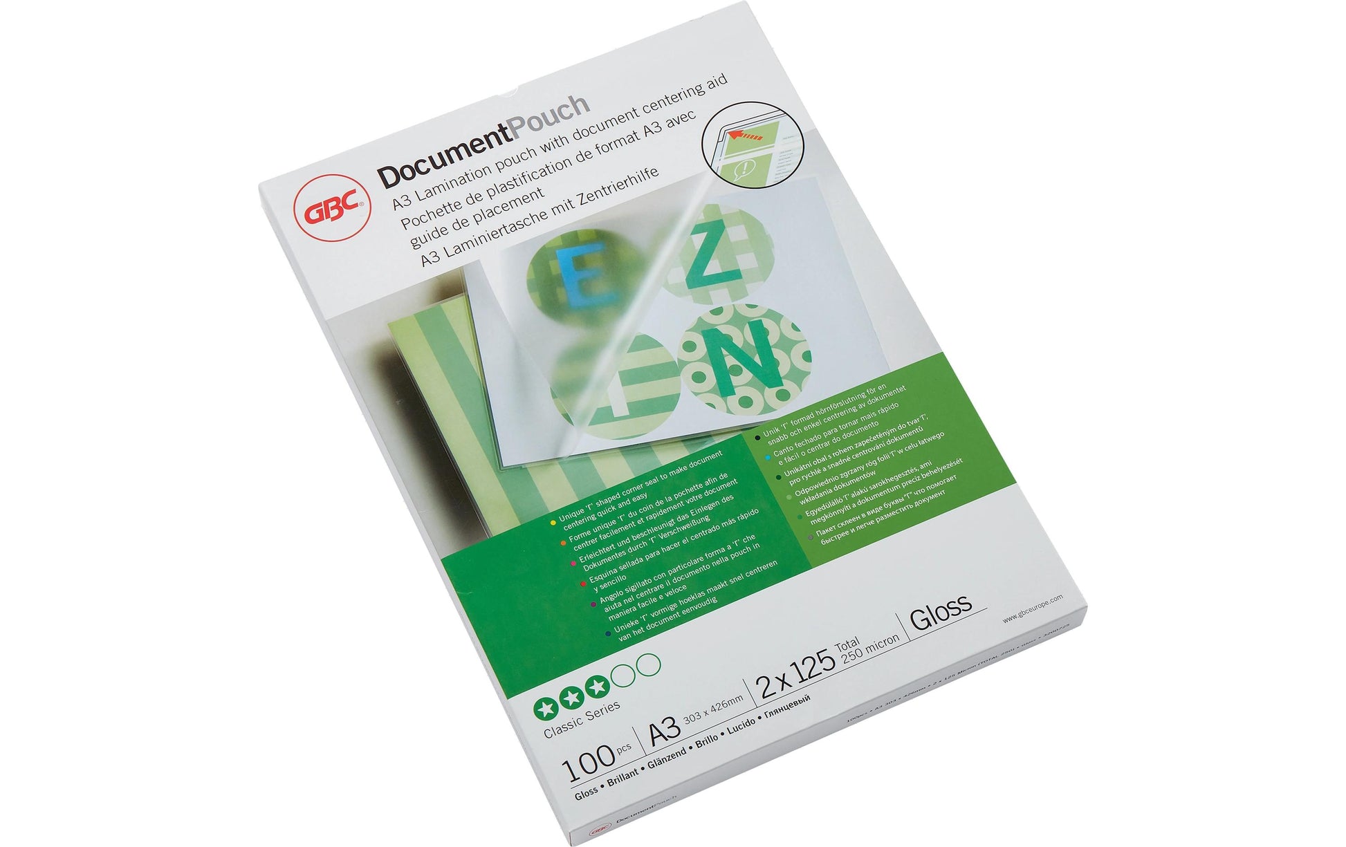 GBC Laminierfolien A3, glänzend – 125 µm, 303 × 426 mm, 100 Stk.