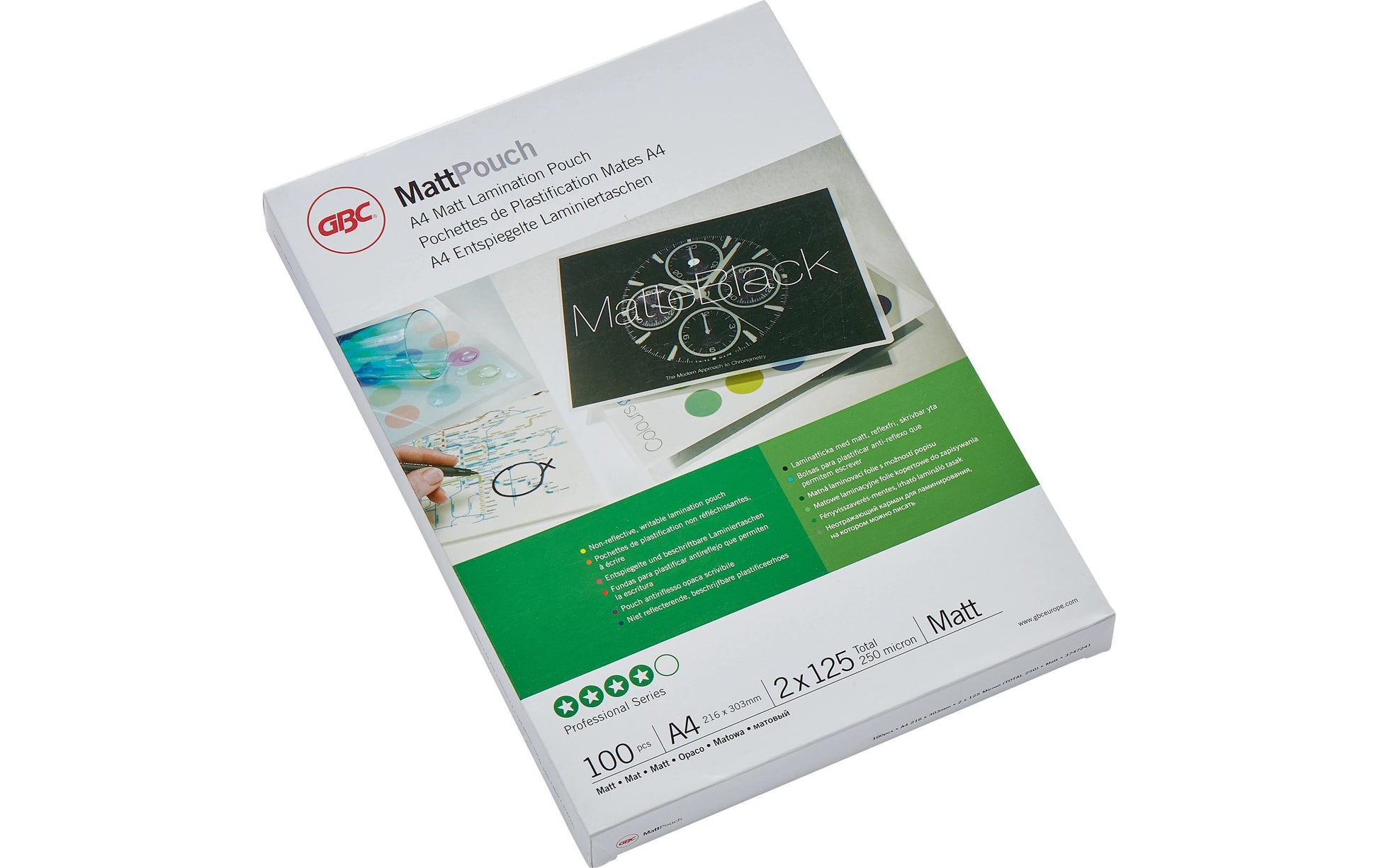 GBC Laminierfolien A4, matt – 125 µm, 216 × 303 mm, 100 Stk.