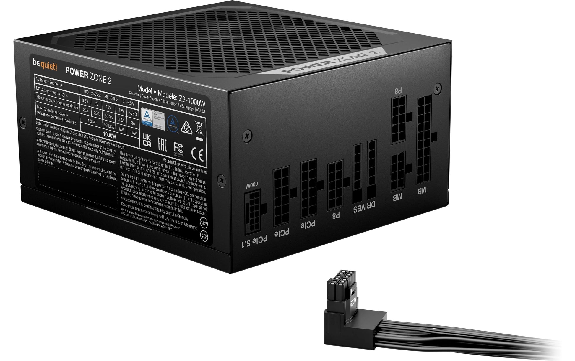 be quiet! be quiet POWER ZONE 2 ATX-Netzteil 1000 W 80 PLUS Platinum – vollmodular, ATX 3,1, EPS 2,92, 12VHPWR