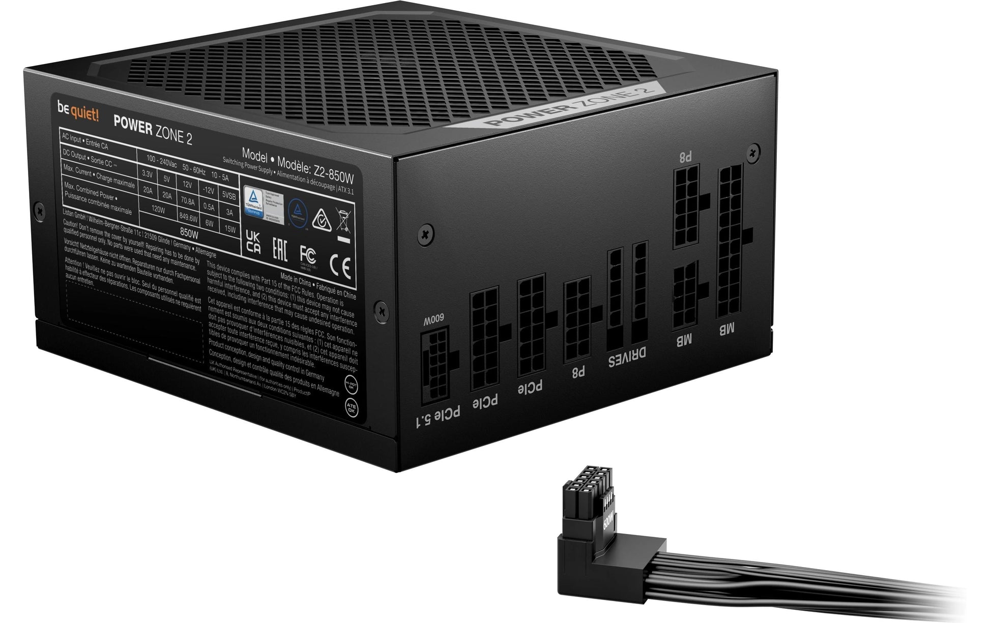 be quiet! be quiet POWER ZONE 2 ATX-Netzteil 850 W 80 PLUS Platinum – vollmodular, ATX 3.1, EPS 2.92, 12VHPWR