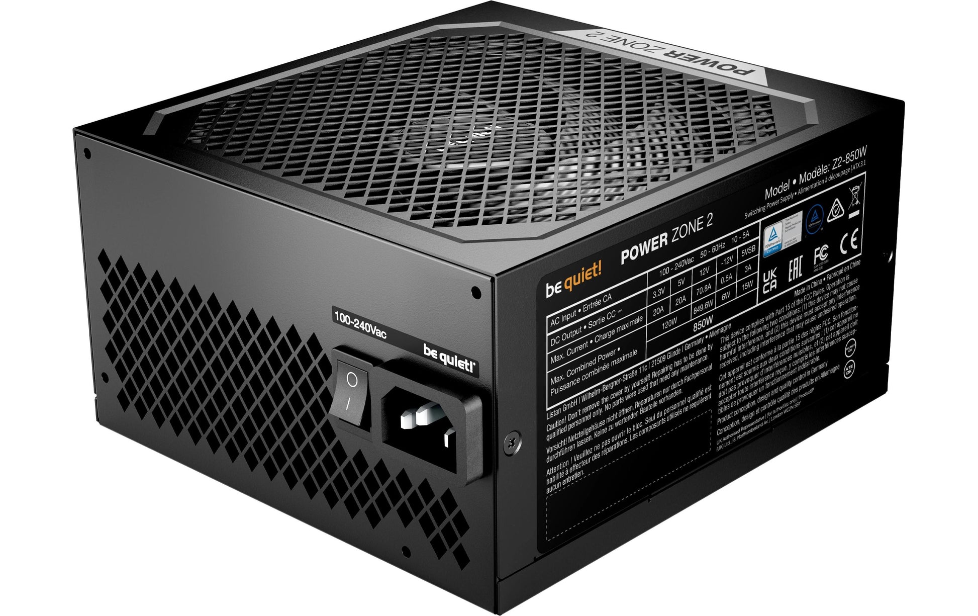 be quiet! be quiet POWER ZONE 2 ATX-Netzteil 850 W 80 PLUS Platinum – vollmodular, ATX 3.1, EPS 2.92, 12VHPWR