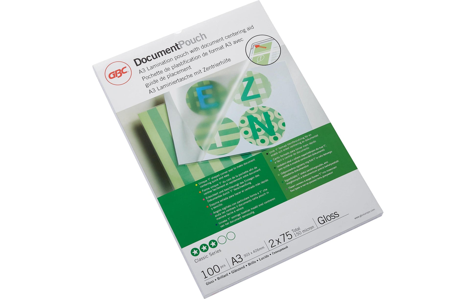 GBC Laminierfolien A3, glänzend – 75 µm, 303 × 426 mm, 100 Stk.