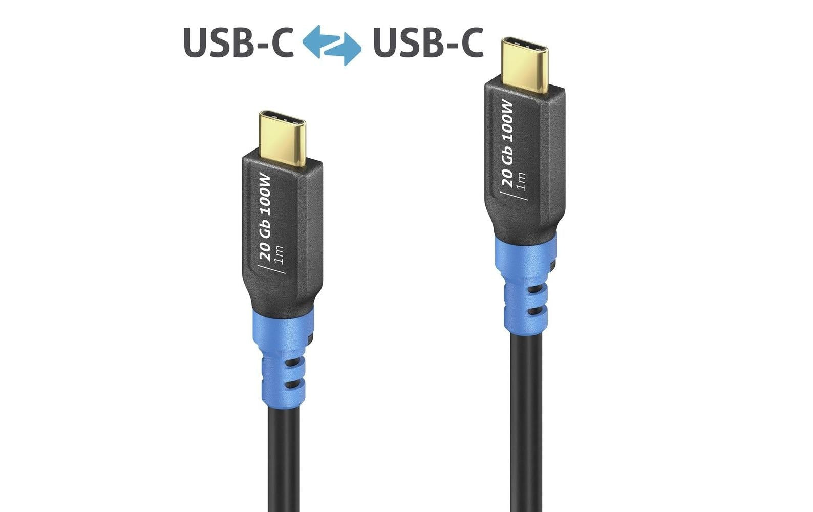 PureLink USB-C auf USB-C Kabel – USB4 20 Gbit/s – 1 m – PD 100 W – Schwarz