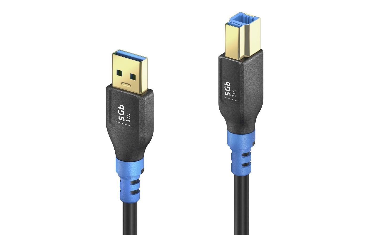 PureLink USB-A auf USB-B Kabel – USB 3.2 Gen 1 (5 Gbit/s) – 0,3 m – Schwarz