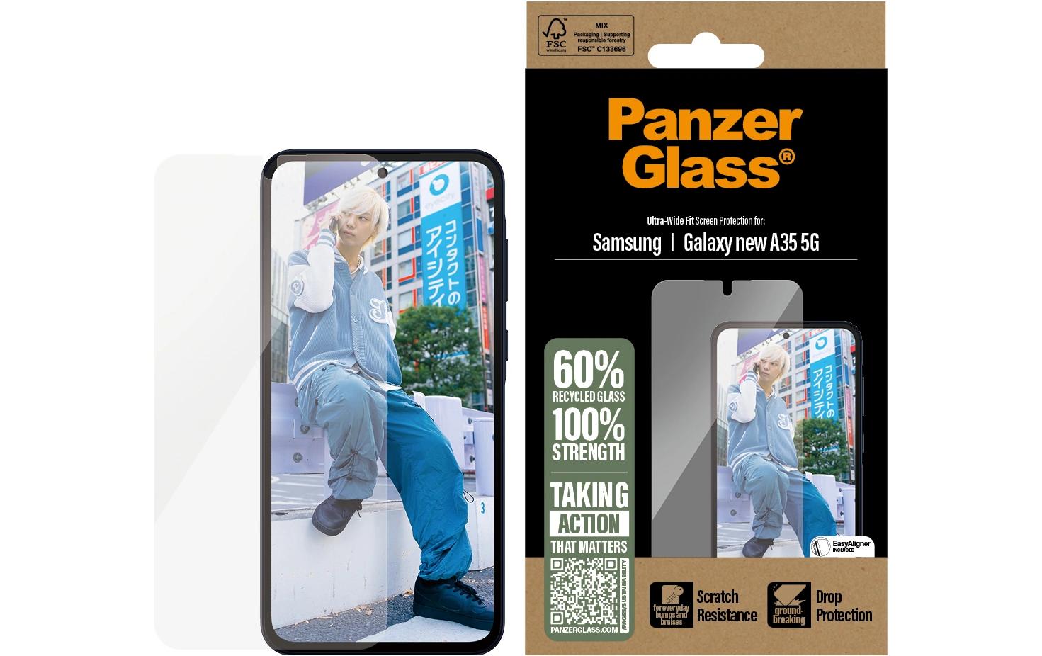 PanzerGlass Displayschutz (Panzerglas), Ultra-Wide Fit – für Galaxy A36 5G – mit Applikator