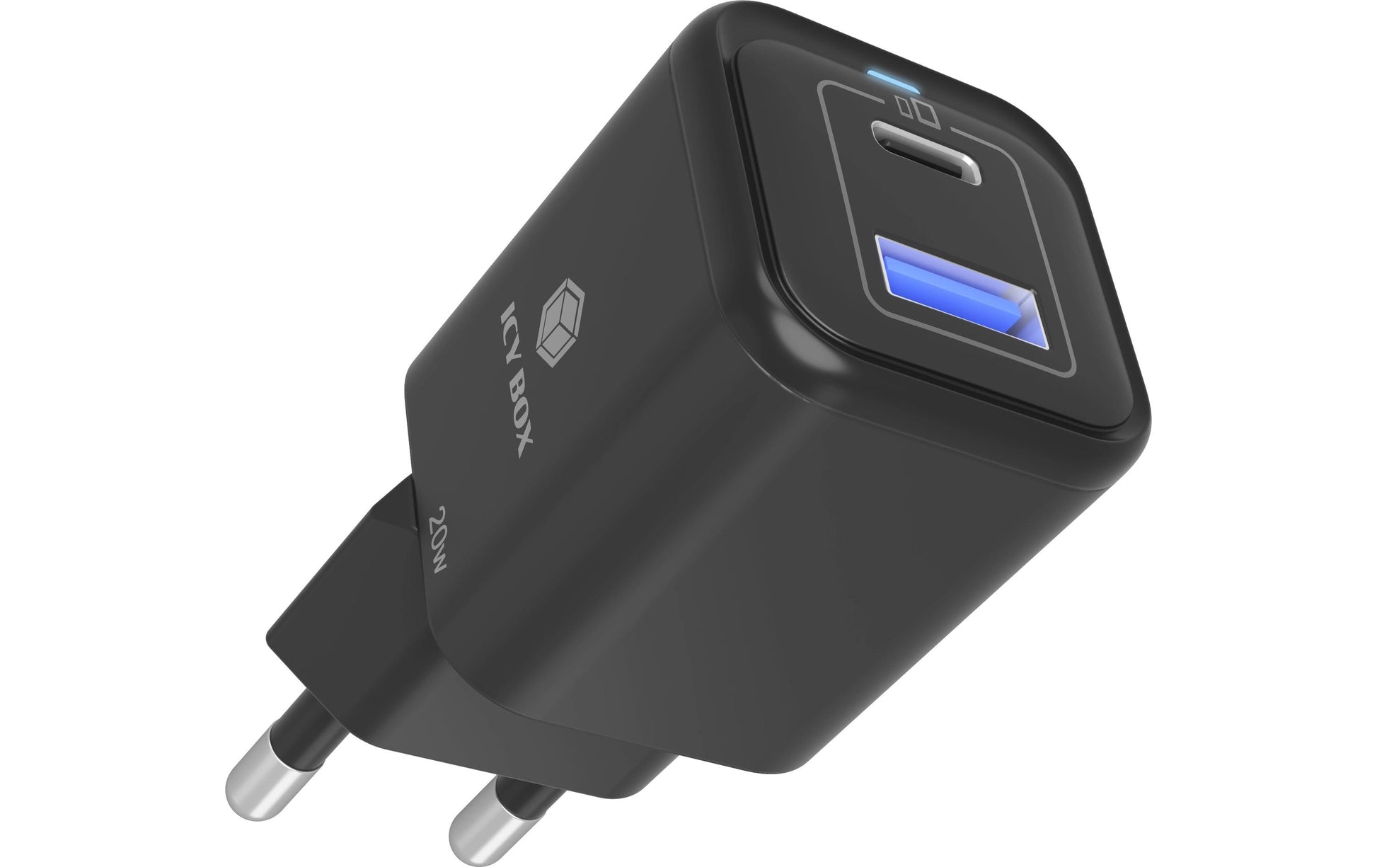 RaidSonic Icy Box IB-PS1020-PD USB-Ladegerät 20 W – USB-C×1, USB-A×1 – PD – Schwarz