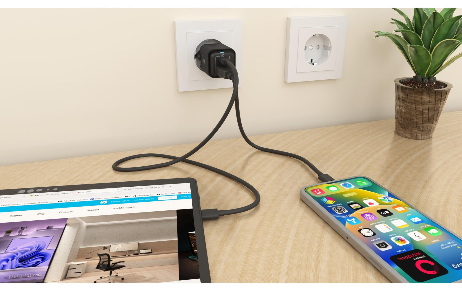RaidSonic Icy Box IB-PS1020-PD USB-Ladegerät 20 W – USB-C×1, USB-A×1 – PD – Schwarz