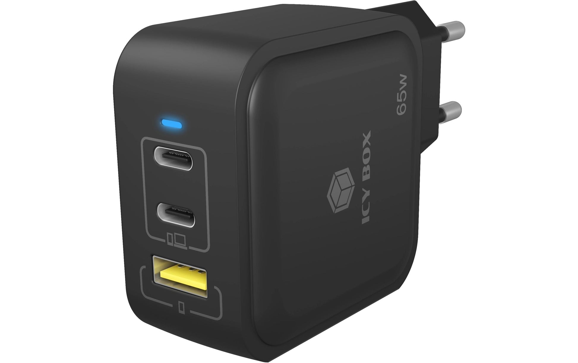 RaidSonic Icy Box IB-PS1030-PD USB-Desktop-Ladegerät – USB-C×2, USB-A×1 – PD, GaN – Schwarz