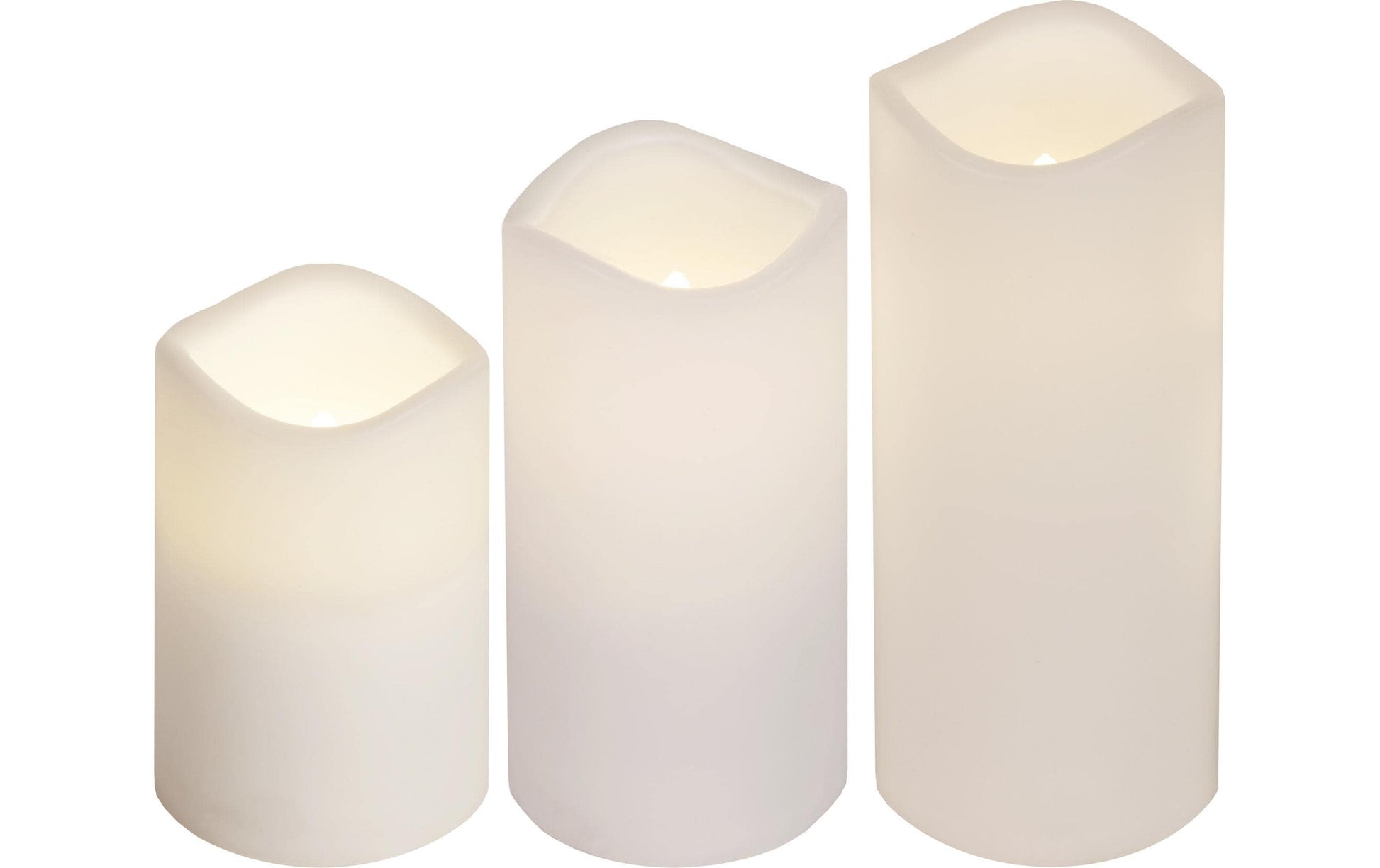 Star Trading LED-Säulenkerze – Ø 7,5 × 18 cm – weiss, 3-teilig, Timerfunktion