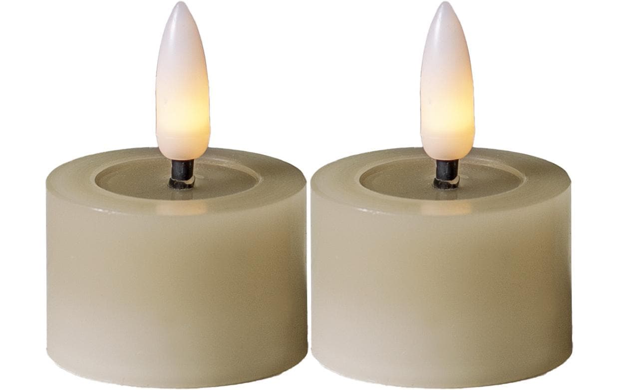 Star Trading LED-Teelicht Flow – 2er Pack, Ø 4 × 5 cm, warmweiss, weiss, Timer