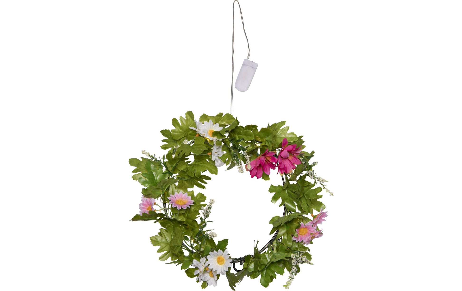 Star Trading Dekolicht Kranz Summer – Starterset, Ø 30 × 9 cm, 0,24 W, Warmweiss, Batteriebetrieb, 15 LEDs