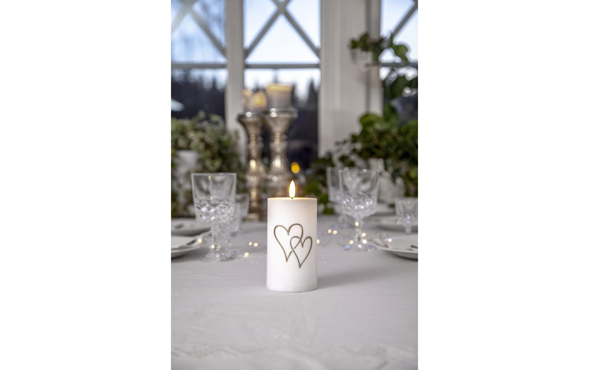 Star Trading LED-Memorialkerze – Ø 7 × 14 cm – Kunststoff, weiss