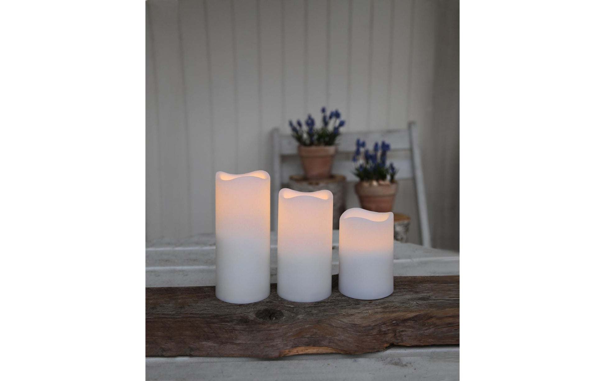 Star Trading LED-Säulenkerze – Ø 7,5 × 18 cm – weiss, 3-teilig, Timerfunktion