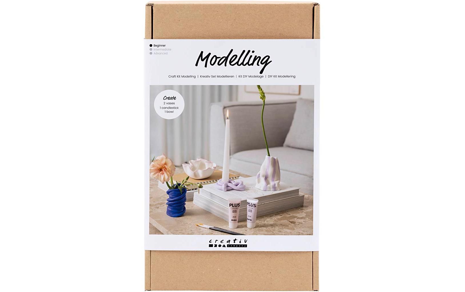 Creativ Company Knete-/Modelliermasse-Set Vase und Schale – Ton, lufttrocknend – mehrfarbig