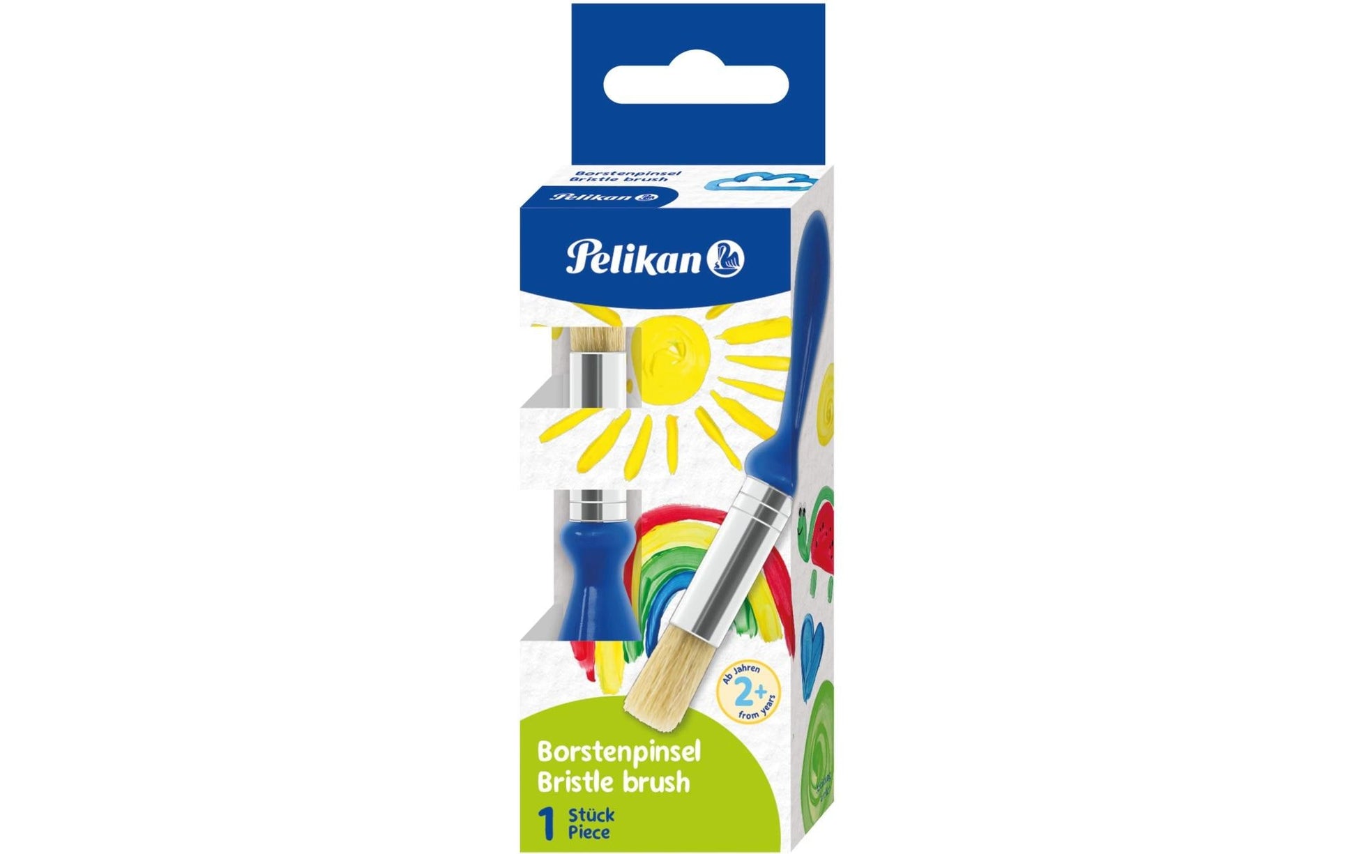 Pelikan Pinsel – Flachpinsel, Naturhaar, Blau, Kunststoffgriff, ab 2 Jahren