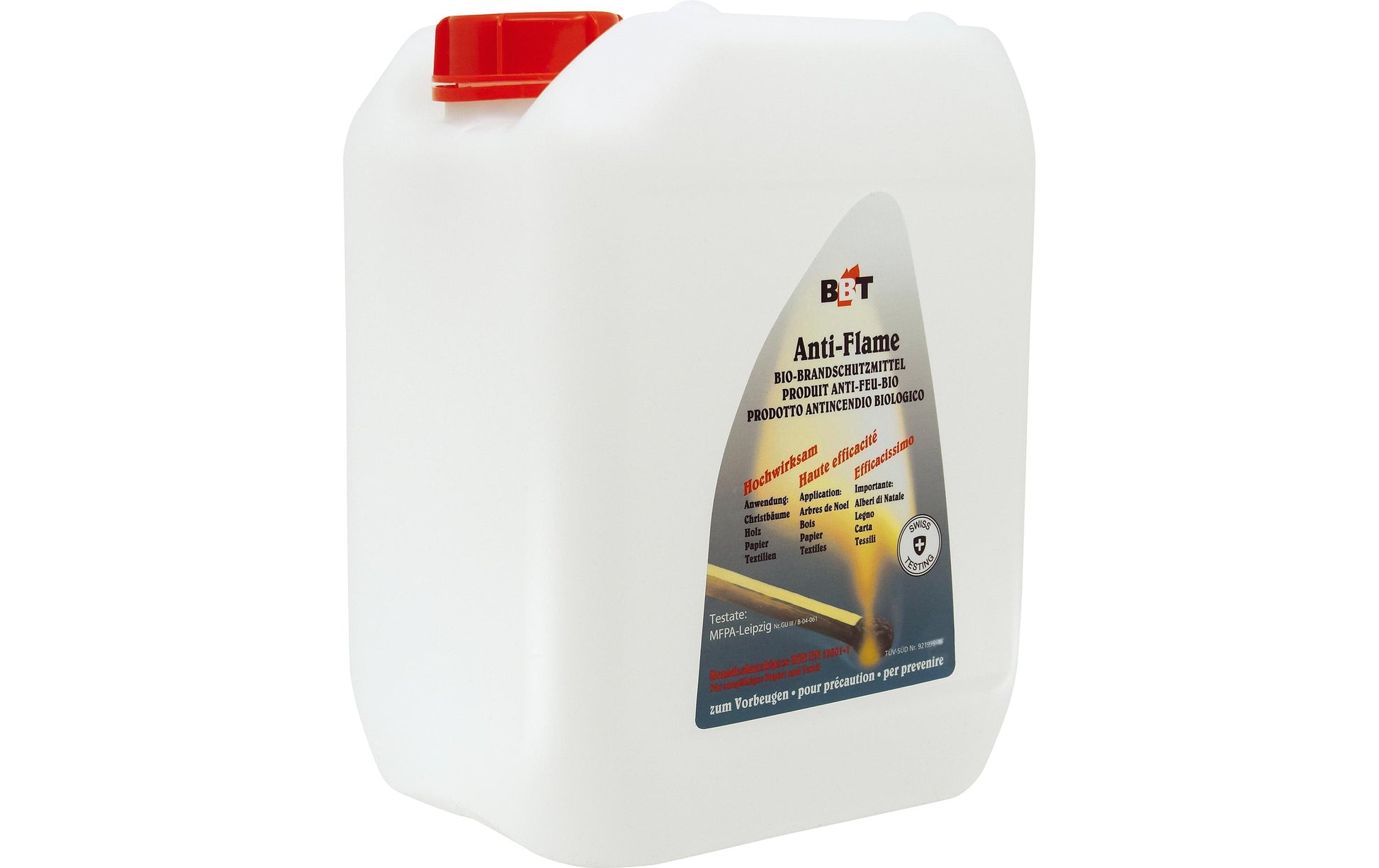 BBT Brandschutzspray Nachfüll-Bidon – 5 l, für Christbäume, Papier, Textil