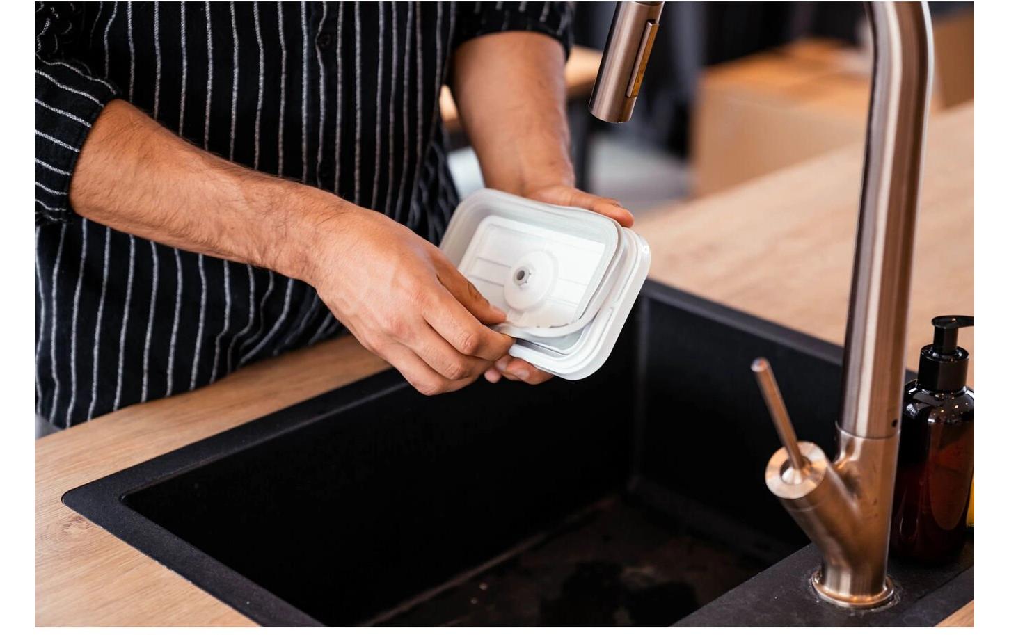 ZWILLING Vakuumbehälter Fresh & Save – 20 × 29,2 × 9,7 cm, 2,85 l – für Vakuumierer, Glas, Grau/Transparent