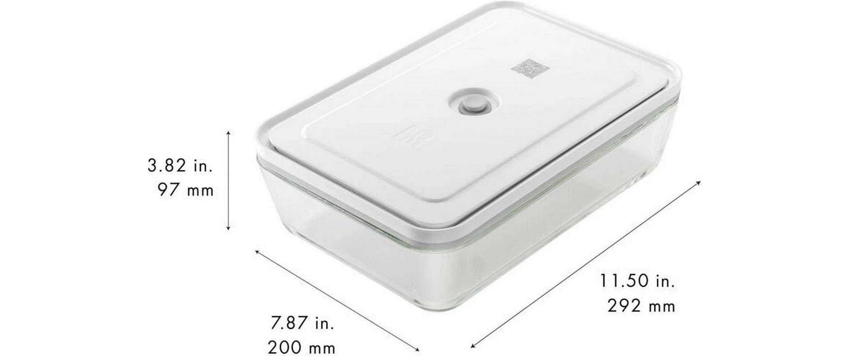 ZWILLING Vakuumbehälter Fresh & Save – 20 × 29,2 × 9,7 cm, 2,85 l – für Vakuumierer, Glas, Grau/Transparent
