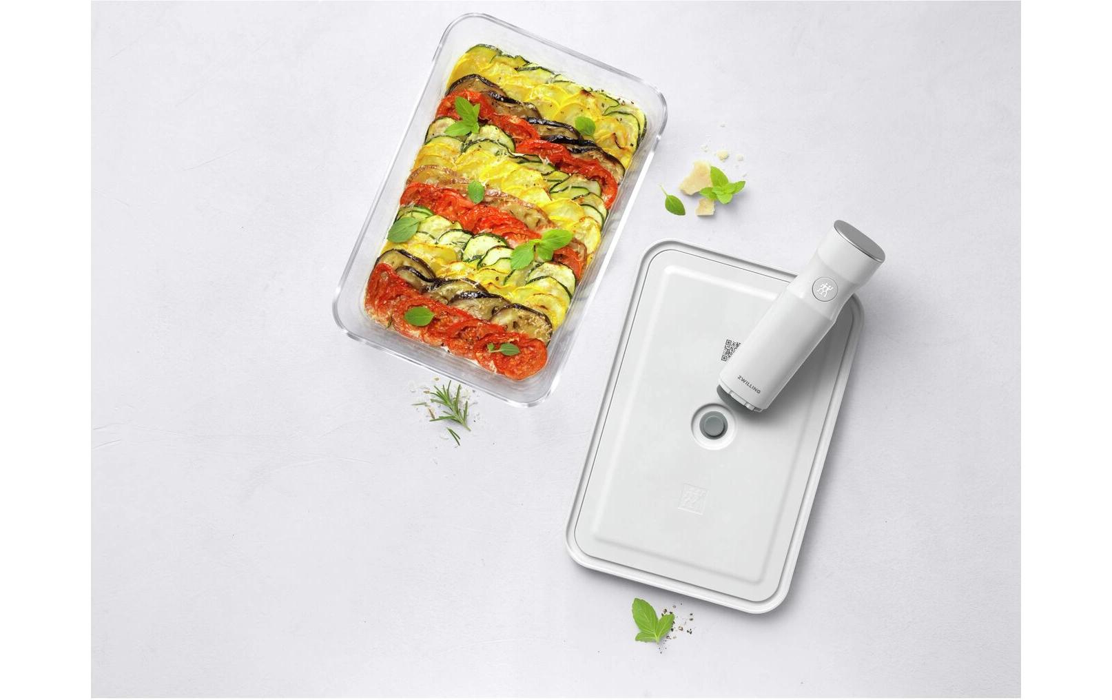 ZWILLING Vakuumbehälter Fresh & Save – 20 × 29,2 × 9,7 cm, 2,85 l – für Vakuumierer, Glas, Grau/Transparent