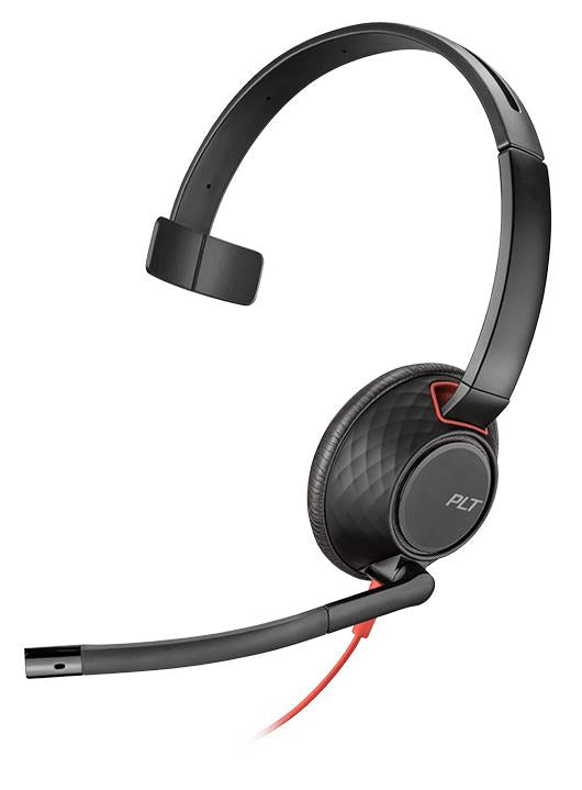Poly BLACKWIRE 5210 – Mono Headset – USB‑A – für Skype for Business – schwarz/rot
