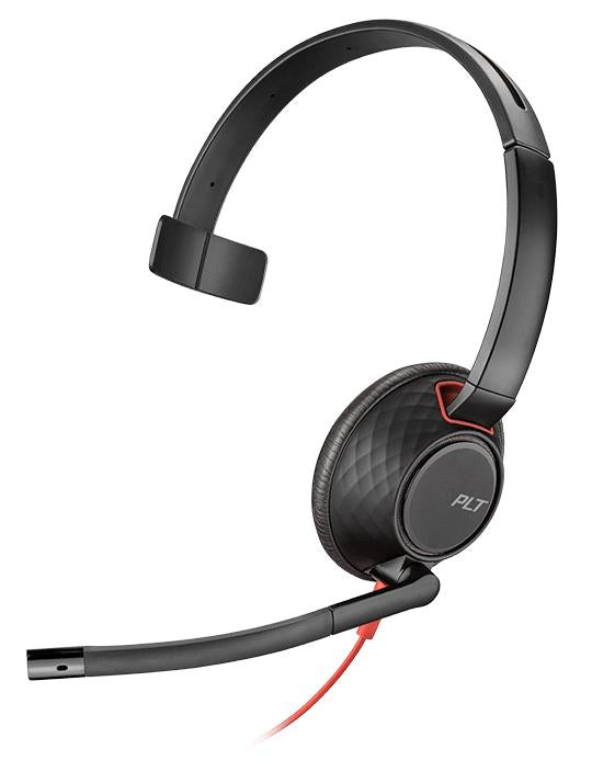 Poly Blackwire 5210 – Mono Headset – Kabelgebunden, In-line-Bedienung – Schwarz/Rot