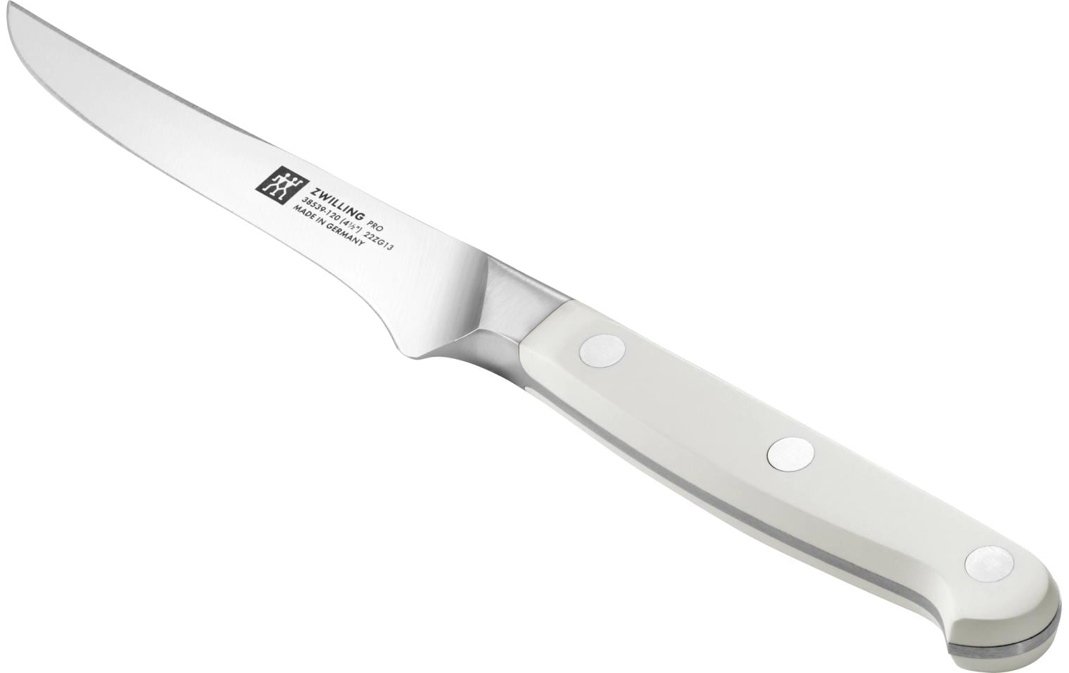 ZWILLING Pro le blanc Steakmesser – 4er-Set, 33 cm, Glatter Schliff, Edelstahl, Kunststoffgriff, Weiss