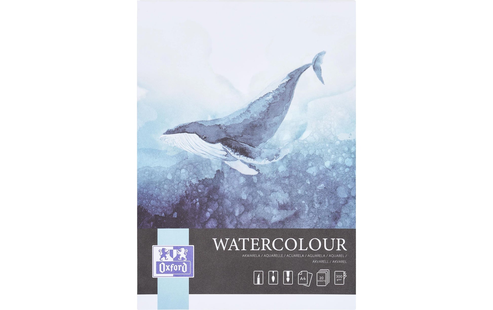 Oxford Aquarellblock – A4 – 300 g/m² – 20 Blatt – Weiss – für Aquarell & Marker – FSC